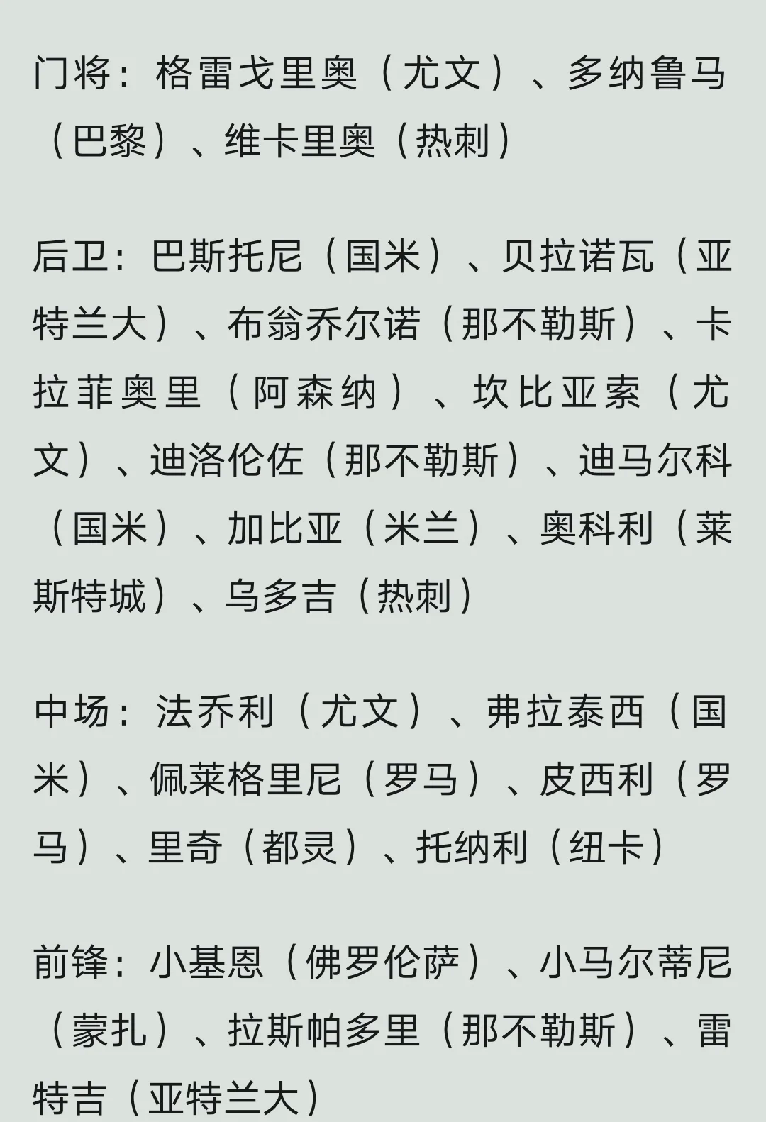 意大利球队引援外援
